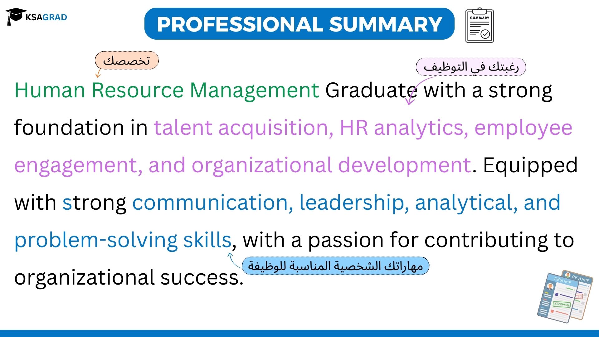 الملخص المهني PROFESSIONAL SUMMARY